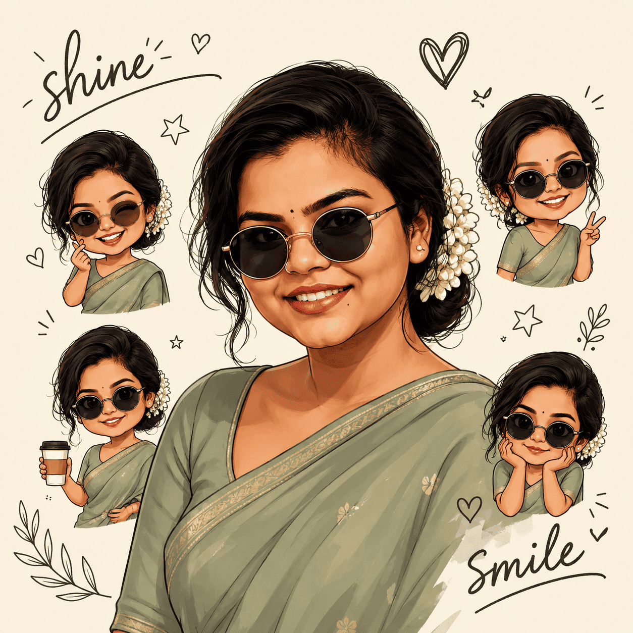Digital illustration of a stylish woman